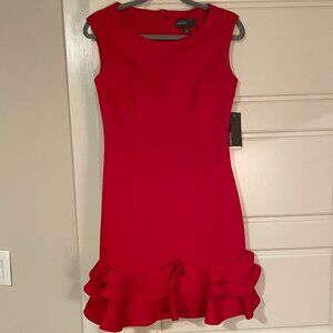 Ruffle Hem Sleeveless Scuba Dress